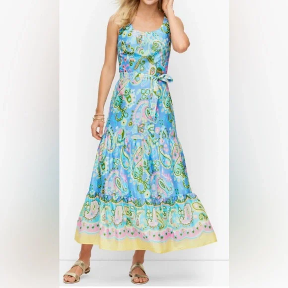 Talbots VOILE MIDI DRESS PAISLEY Fit & Flare Dress
Scoop Neck self-tie belt 16 - Picture 1 of 6